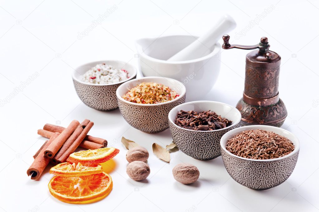 Spices in a small ceramic cups
