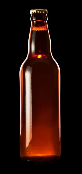 beer bottle isolated on black , saved clipping path