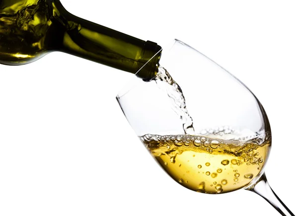 Witte wijn geïsoleerd op witte achtergrond — Stockfoto