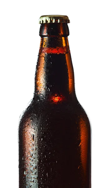 Botella de cerveza aislado en blanco, camino de recorte guardado —  Fotos de Stock