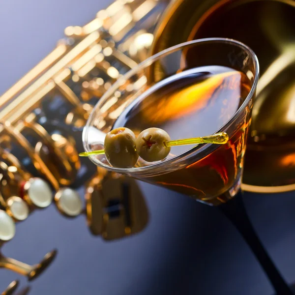 Martini and sax — Stock Photo, Image