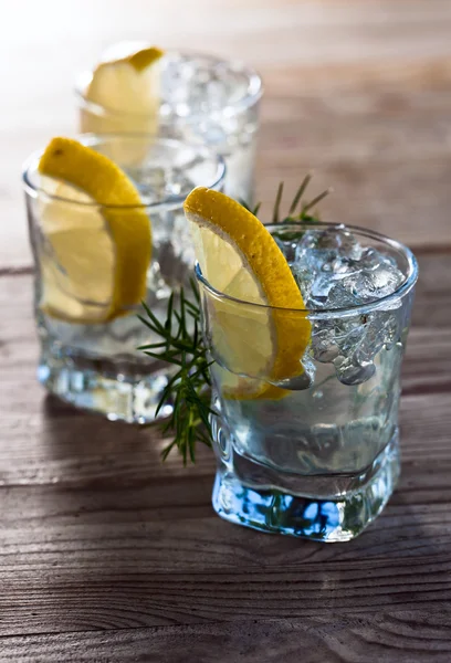 レモンと氷とジンします。 — ストック写真