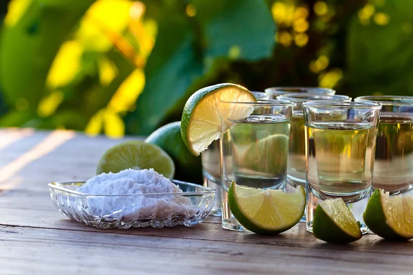 Tequila d'oro con sale e lime — Foto Stock