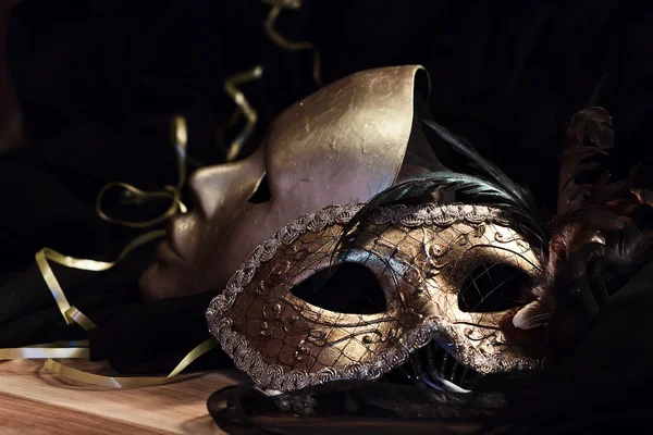 Old gold Venetian masks — Stock Photo, Image