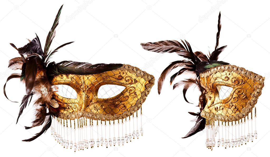  old Venetian mask isolated on white