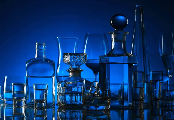 Bebidas Alcohólicas Bar Sobre Mesa Cristal — Foto de Stock