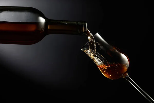 Glass Premium Alcohol Black Background Drink Poured Bottle Glass Copy — 스톡 사진