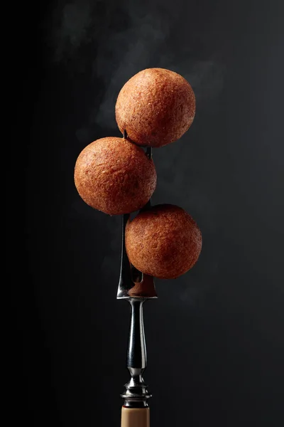 Домашні Сирні Пончики Чорному Тлі — стокове фото