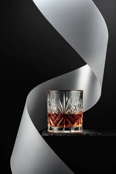 Crystal Glass Whiskey Black Background — Stock Photo, Image