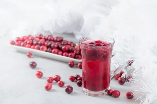 Hot Minuman Musim Dingin Dengan Cranberry Salin Ruang — Stok Foto