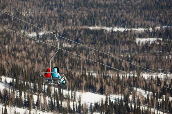 Ski Cable Car Chair Motion Background Blue Mountains Healthy Lifestyle — Stock Photo, Image