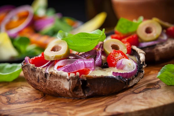 Giant stuffed Portobello mushrooms — Stock Photo, Image