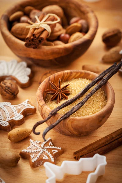 Ingredienti per la cottura dei biscotti di Natale — Foto Stock