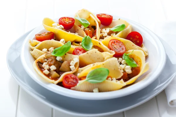 Pasta with vegetable stew — Stock Photo, Image