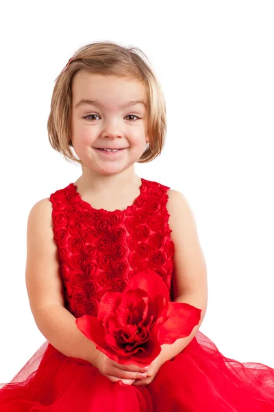 Beautiful little girl in red — Stock Photo, Image