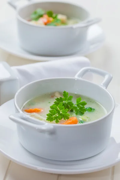 Πράσινη σούπα λαχανικών με πλιγούρι — Φωτογραφία Αρχείου