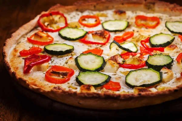 Greek pizza with feta cheese — Stock Photo, Image