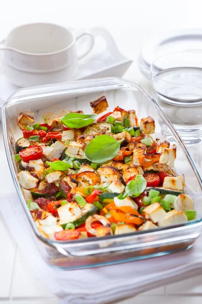 Baked vegetable with sheep cheese — Stock Photo, Image