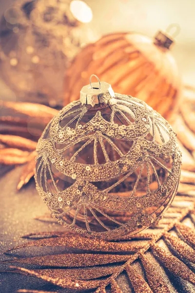 Kerst Ornamenten Gouden Tinten — Stockfoto
