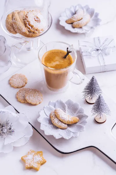Vanillekipferl Fresh Vanilla Cookies Powdered Sugar Christmas Crescent Shaped Biscuits — Stock Photo, Image