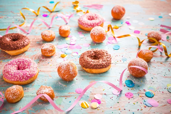 Krapfen Berliner Donuts Milliers Confetti 카니발 이미지 — 스톡 사진