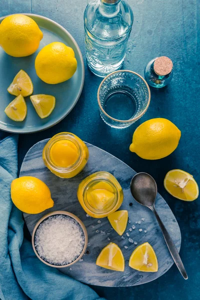 Preserved Salted Canned Lemons Lemon Pickle Moroccan Cuisine — Stock Photo, Image