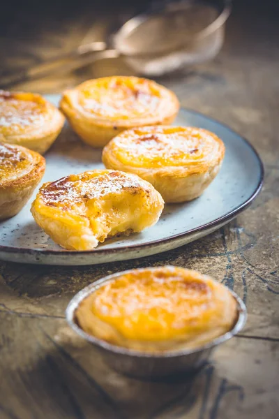 Pastel Nata Pastelaria Tradicional Portuguesa Creme Ovos — Fotografia de Stock