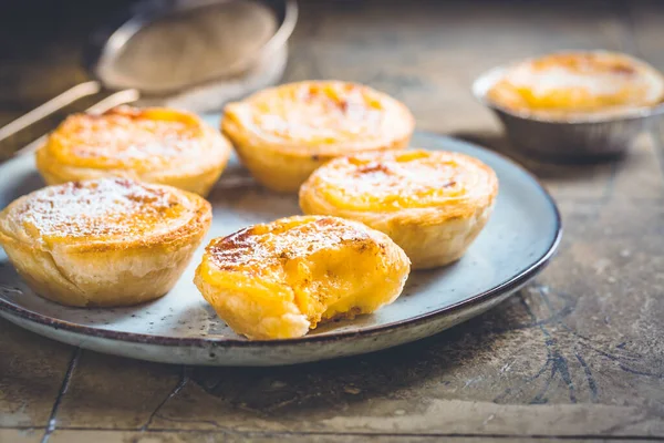 Pastel Nata Pastelería Tradicional Portuguesa Tarta Crema Huevo — Foto de Stock