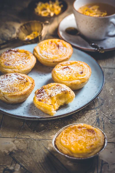 Pastel Nata Pastelaria Tradicional Portuguesa Creme Ovos — Fotografia de Stock