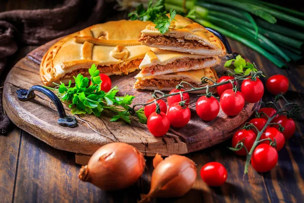 Empanada Gallega Torta Tradicional Recheada Atum Galego Cozinha Espanhola Tart — Fotografia de Stock