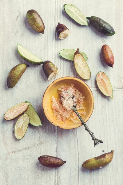 Australisk Lime Eller Kaviar Lime Ätbara Frukter Som Används Gourmetmat — Stockfoto