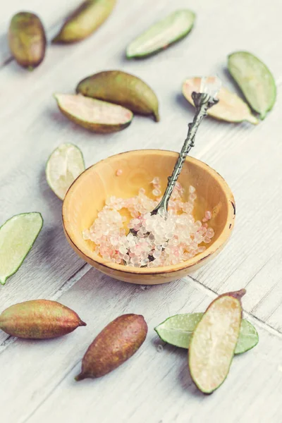 Australisk Lime Eller Kaviar Lime Ätbara Frukter Som Används Gourmetmat — Stockfoto