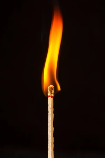 Burning Matchstick Black Background — Stock Photo, Image
