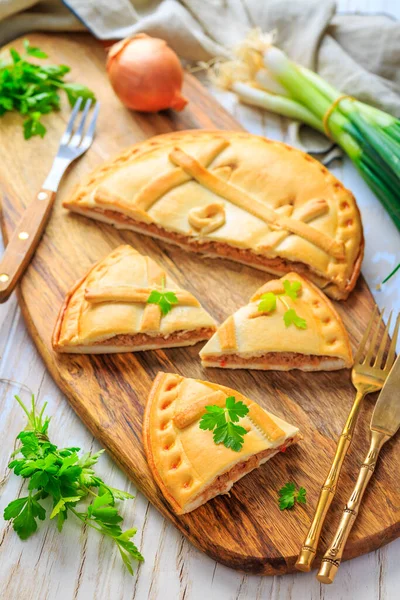 Empanada Gallega Tarte Traditionnelle Farcie Thon Cuisine Galicienne Espagnole Tarte — Photo