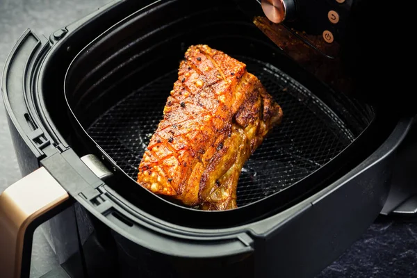Cooking Crispy Pork Belly Airfryer Fast Easy Crispy Food Cooking — Stockfoto