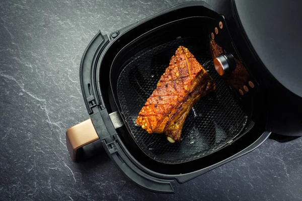 Cooking Crispy Pork Belly Airfryer Fast Easy Crispy Food Cooking — Fotografie, imagine de stoc