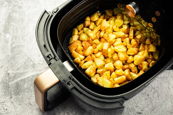 Homemade Baked Potatoes Made Air Fryer Healthy Way Cook Deep — Foto Stock