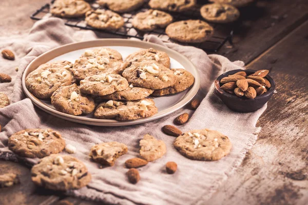 Homemade Healthy Almond Cookies Chocolate Chips — Φωτογραφία Αρχείου