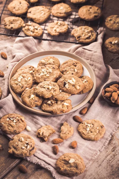 Homemade Healthy Almond Cookies Chocolate Chips — 图库照片