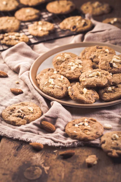 Homemade Healthy Almond Cookies Chocolate Chips — Stock Photo, Image