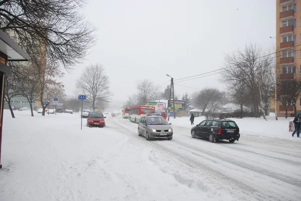 Atak zimy w lublin, Polska — Zdjęcie stockowe
