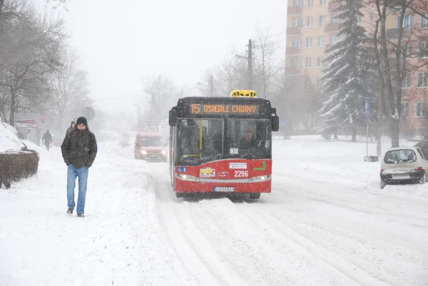 Winter attack in Lublin, Poland — Stock Photo, Image