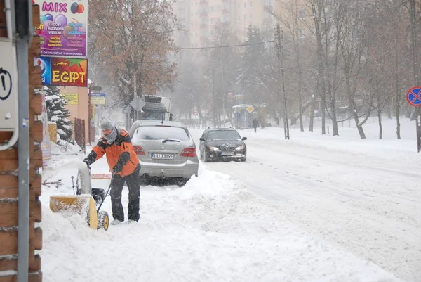 Winter attack in Lublin, Poland — Stock Photo, Image