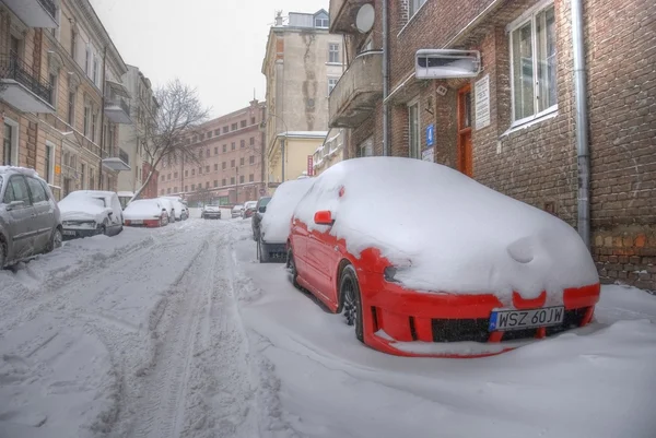 Vintern attack i lublin, Polen — Stockfoto