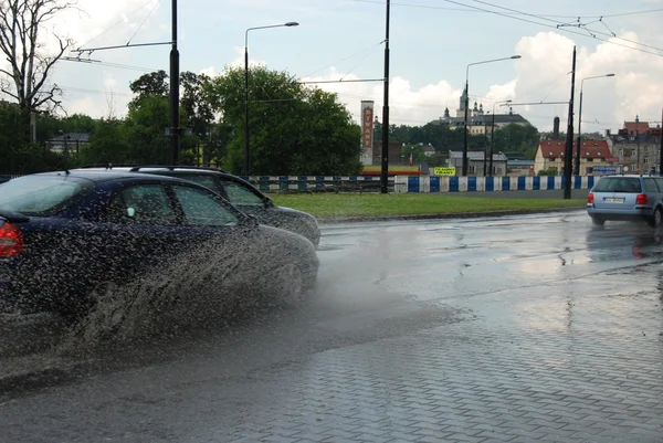 Nagy eső, Lublin, Lengyelország - július 5., 2013 — Stock Fotó