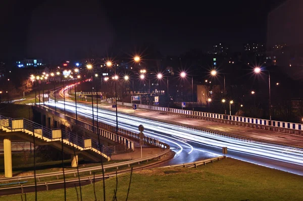 Lublin ciudad luces de noche — Foto de Stock