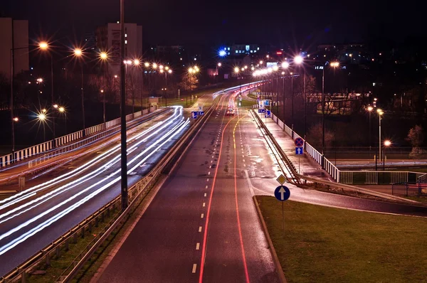 Lublin cidade noite luzes — Fotografia de Stock