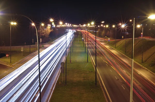 Lublin cidade noite luzes — Fotografia de Stock