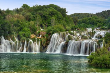 Krka river Şelaleleri, roski tokat, Hırvatistan milli park krka