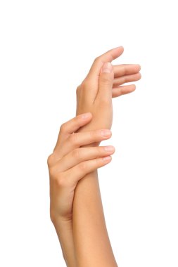 güzel elleri genç kadın, vücut bakımı - beyaz arka plan üzerinde izole